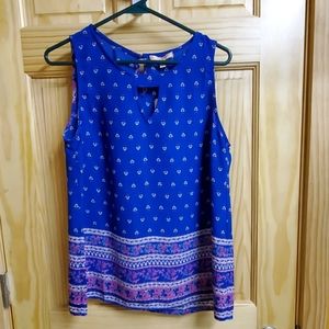 Skies Are Blue Sleeveless Blouse - Blue and Pink
